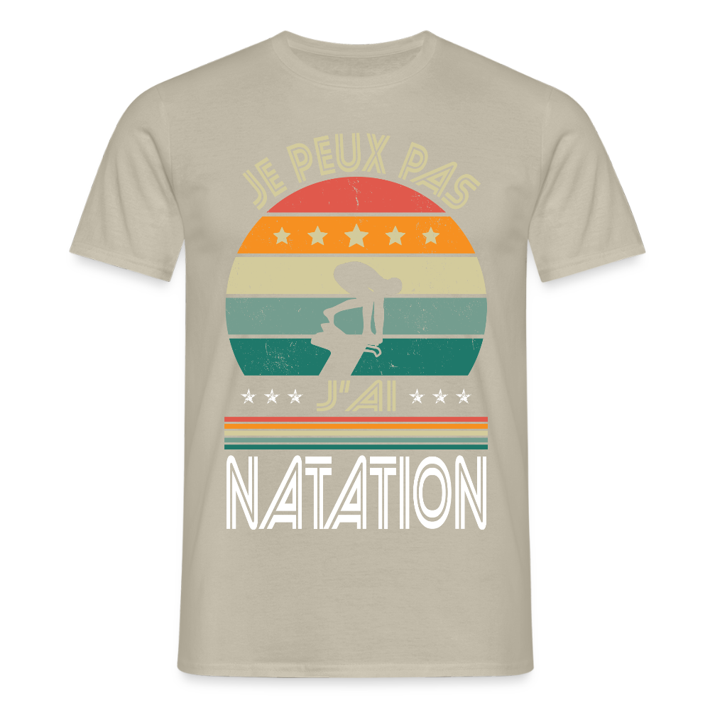 T-shirt Homme - Je peux pas j'ai Natation - beige sable