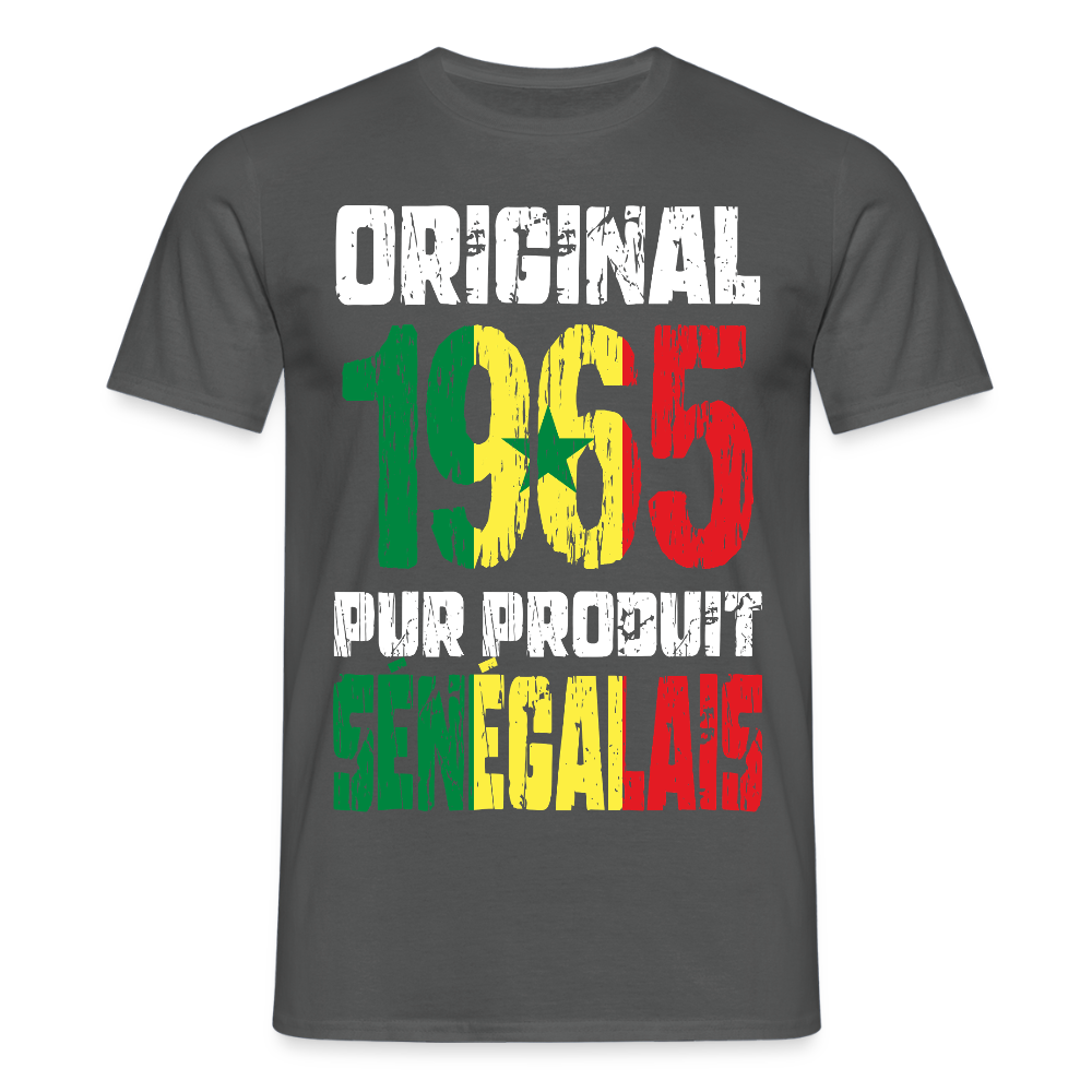 T-shirt Homme - Anniversaire 60 Ans - Original 1965 - Pur produit Sénégalais - charbon
