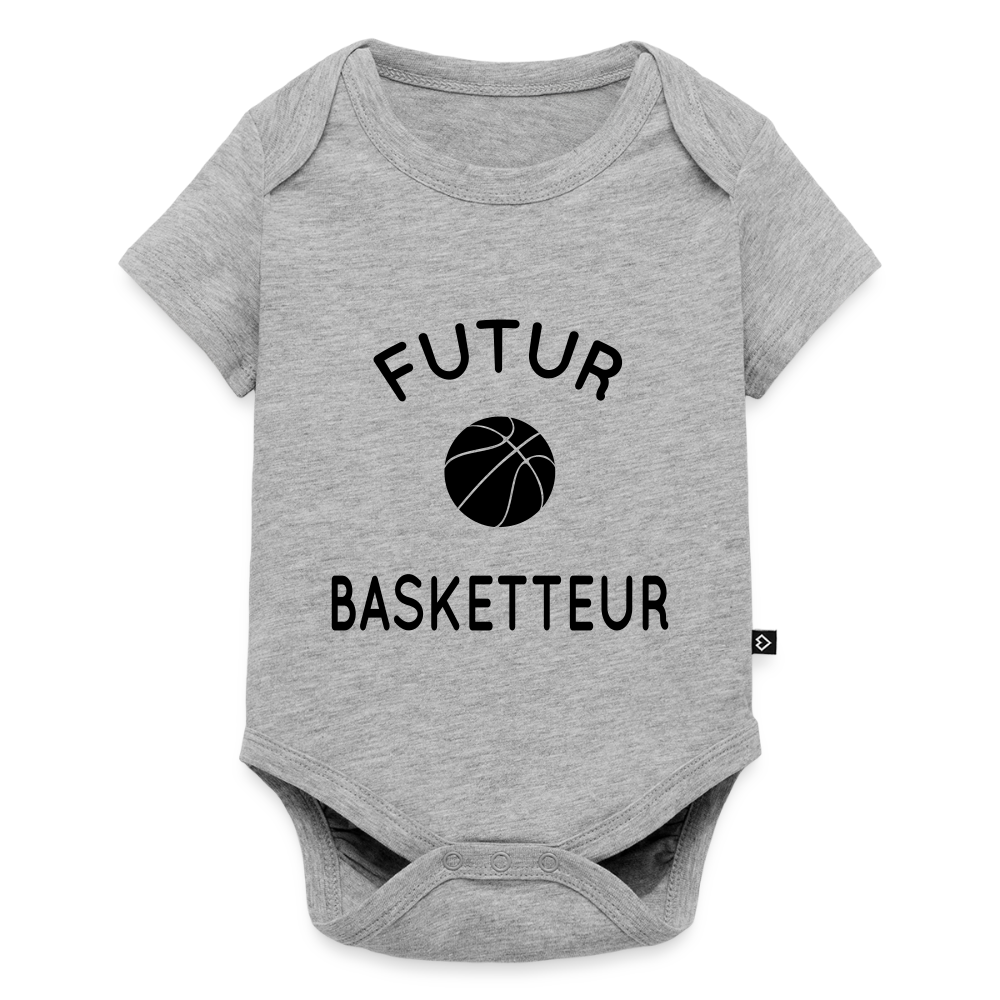 Body Bébé bio manches courtes - Futur basketteur - gris chiné