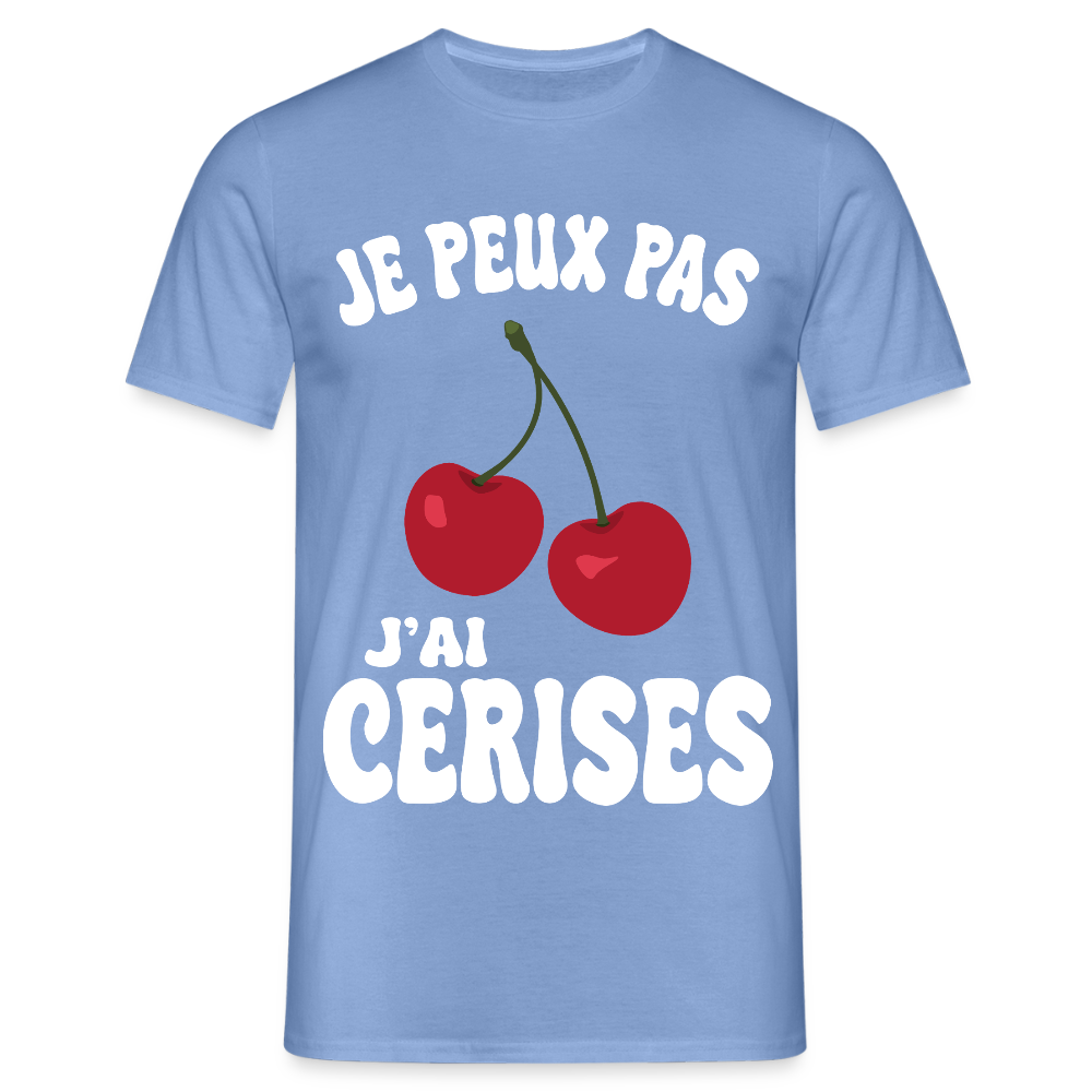 T-shirt Homme - Je peux pas j'ai cerises - carolina blue