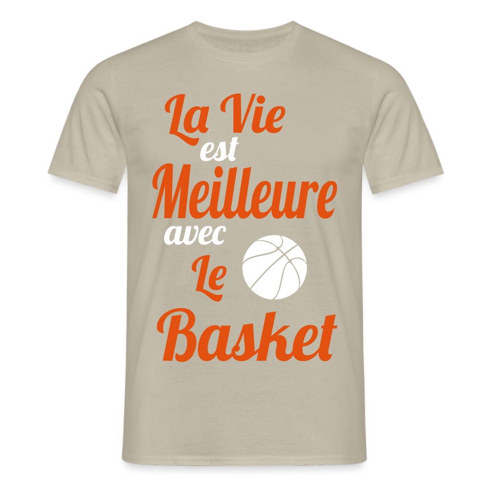 T-shirt Homme - La vie est meilleure avec le Basket - beige sable