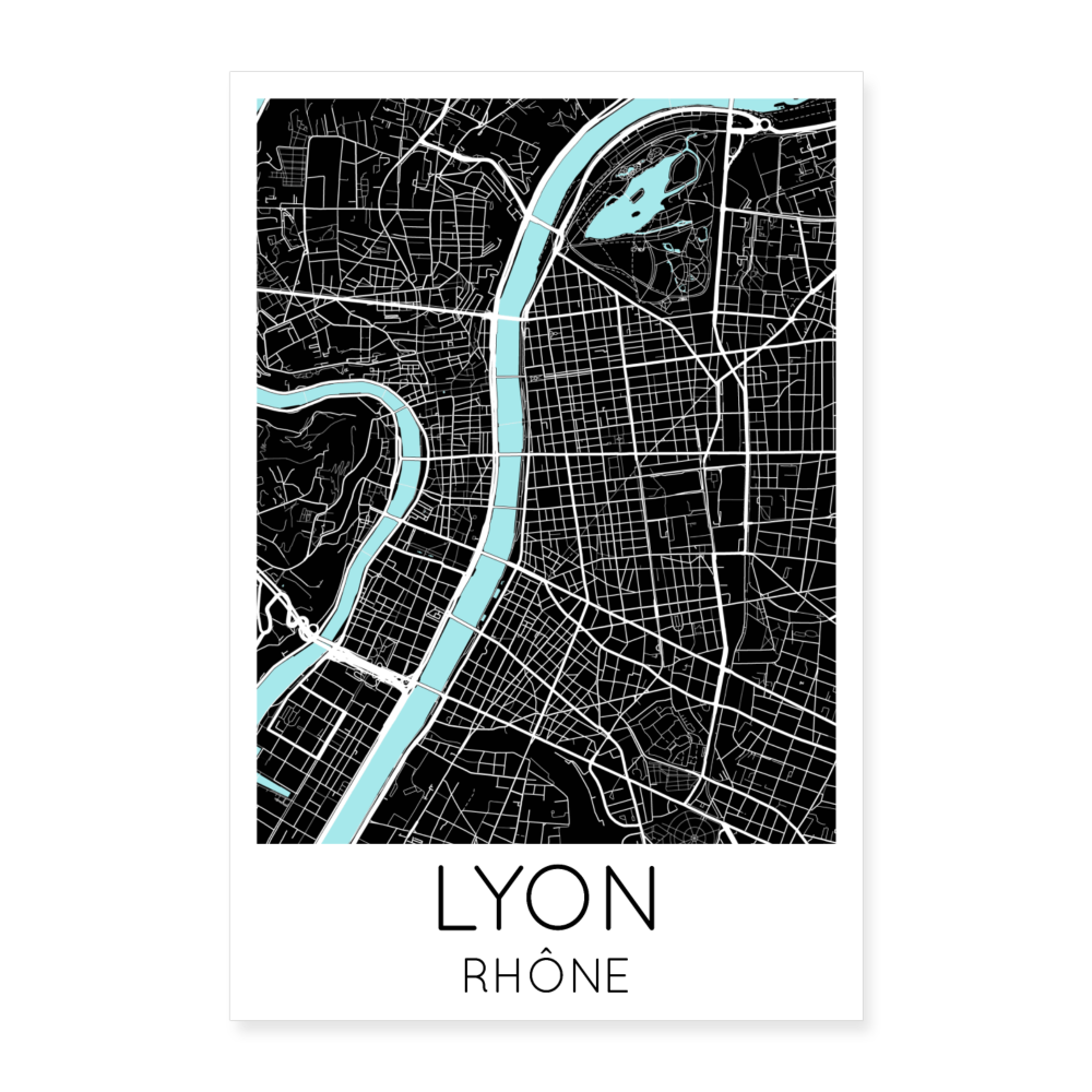 Poster Lyon - Plan Lyon - 40 x 60 cm - blanc