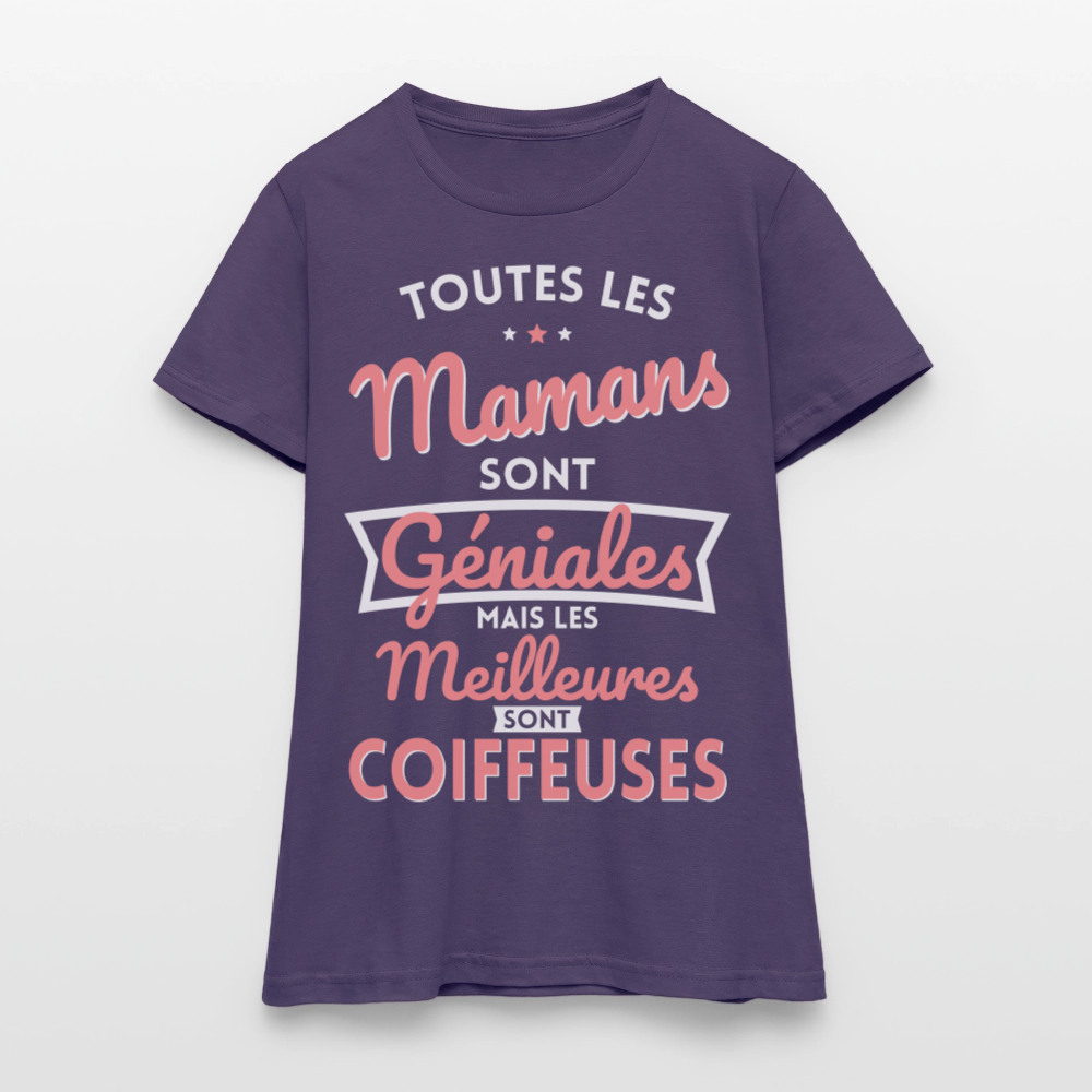 T-shirt Femme - Mamans géniales - Les meilleures sont coiffeuses - violet foncé