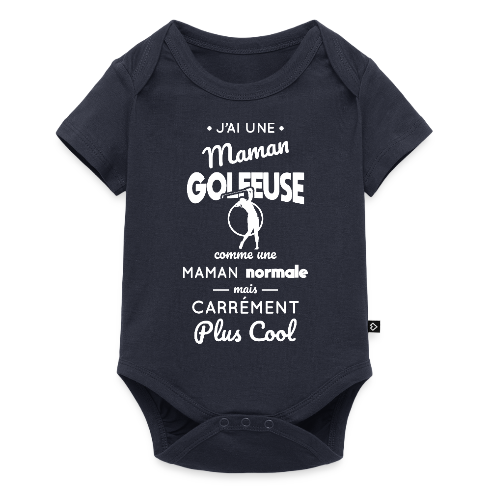 Body Bébé bio manches courtes - J'ai une maman golfeuse - bleu marine