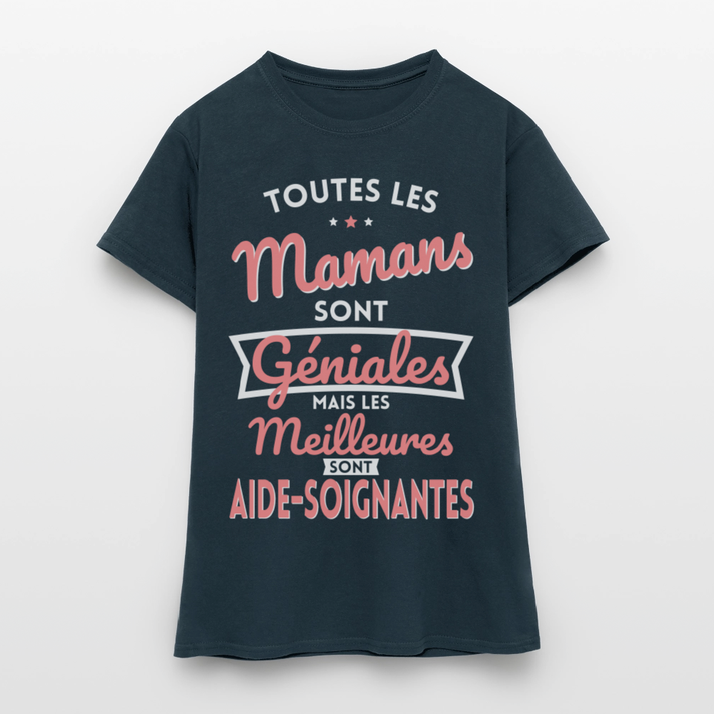 T-shirt Femme - Mamans géniales - Les meilleures sont aide-soignantes - marine