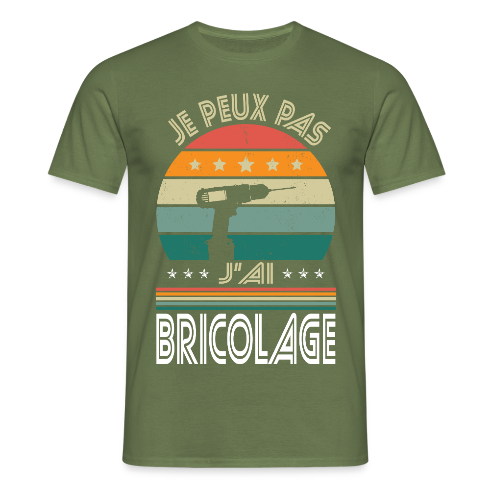 T-shirt Homme - Je peux pas j'ai Bricolage - vert militaire