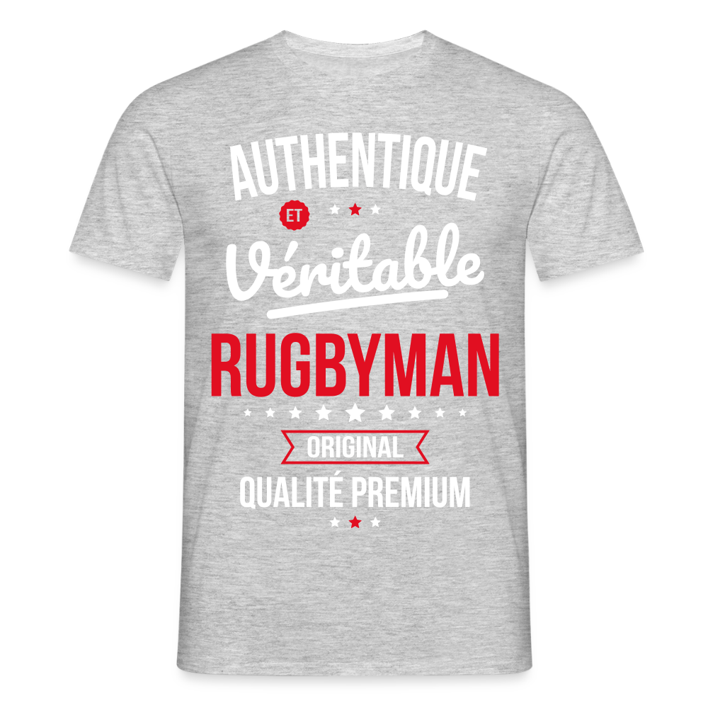 T-shirt Homme - Authentique et véritable Rugbyman - gris chiné