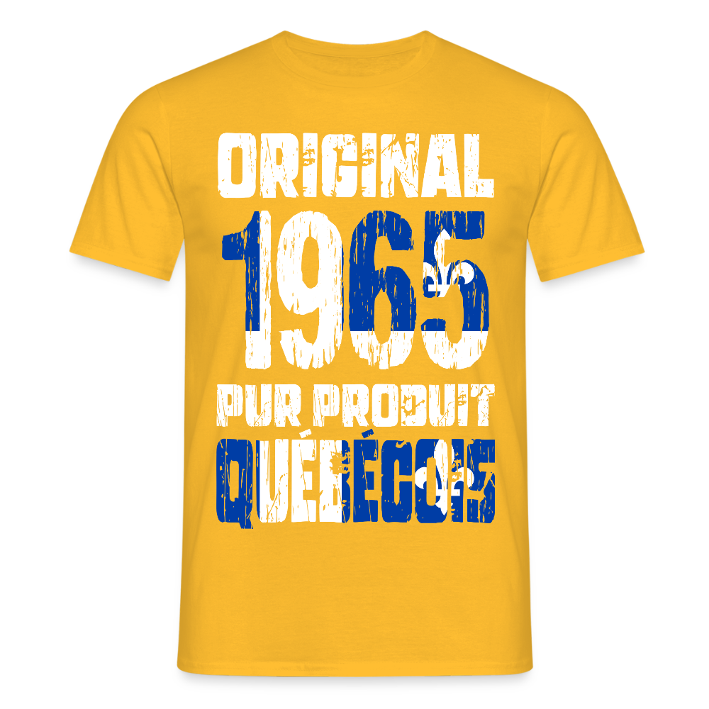 T-shirt Homme - Anniversaire 60 Ans - Original 1965 - Pur produit Québécois - jaune