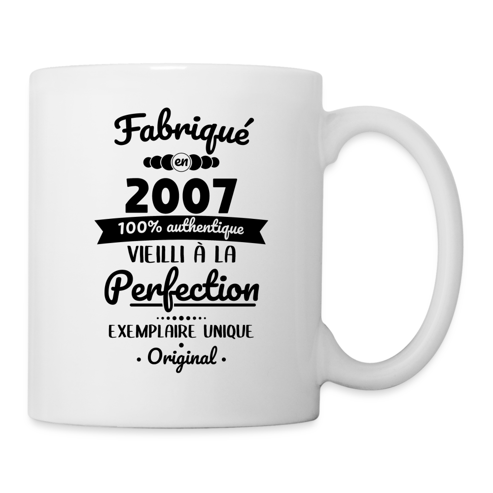 Mug blanc - Anniversaire 18 Ans - Fabriqué en 2007 - blanc