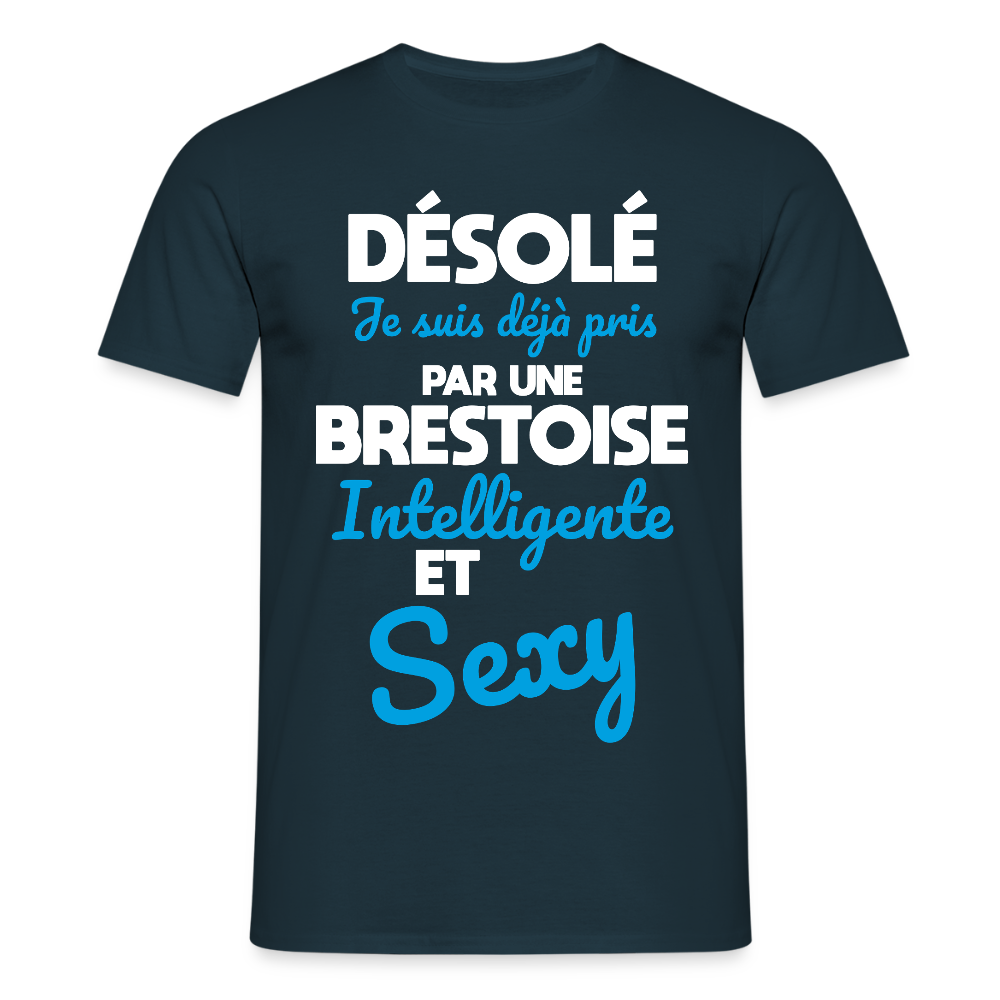 T-shirt Homme - Je suis déjà pris par une Brestoise intelligente et sexy - marine