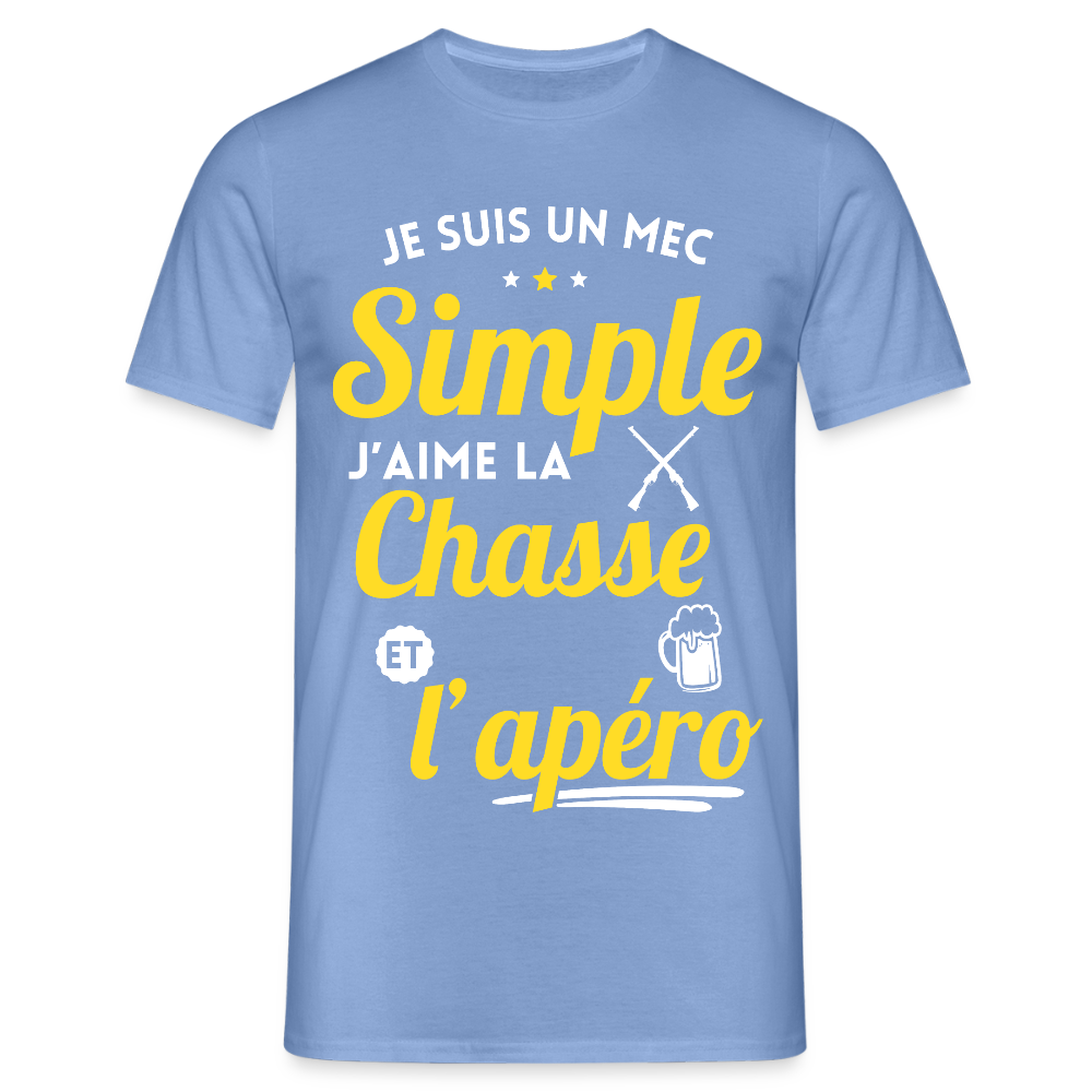T-shirt Homme - J'aime la chasse et l'apéro - carolina blue