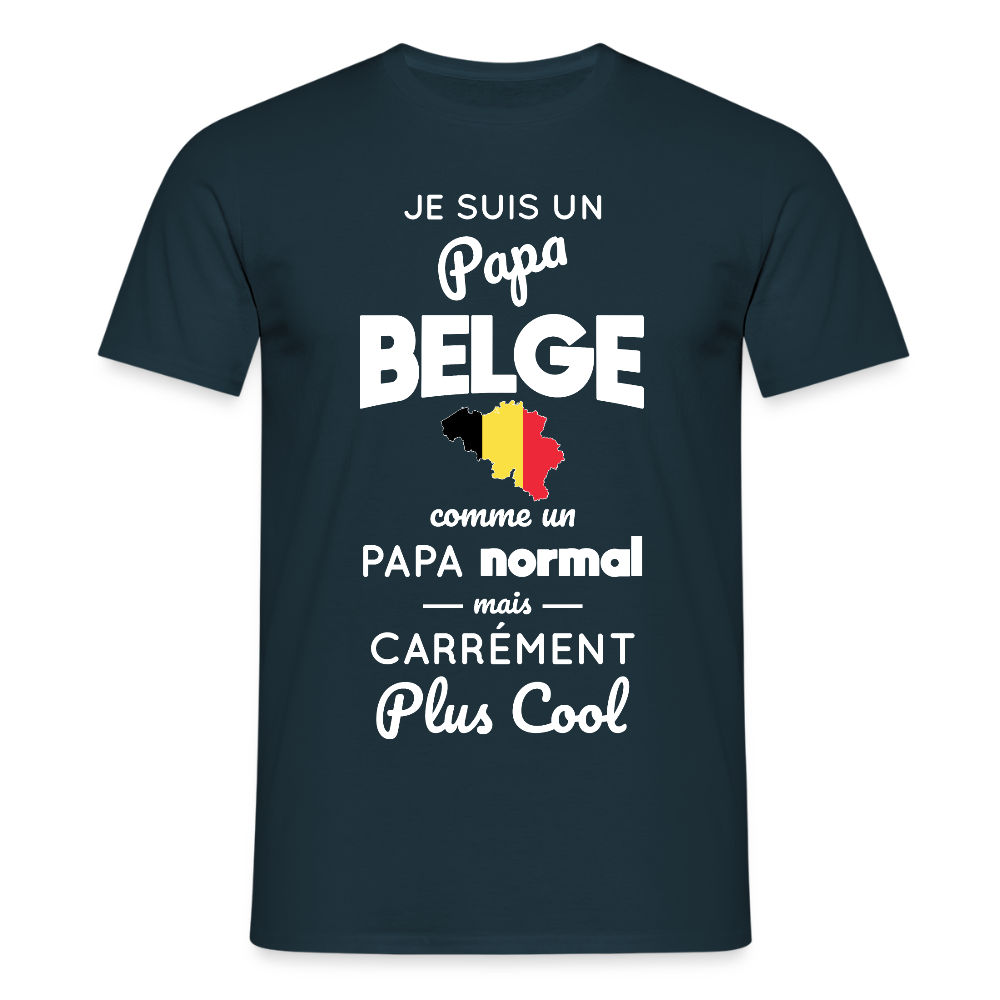 T-shirt Homme - Papa Belge Plus Cool - marine
