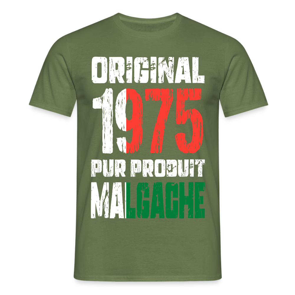 T-shirt Homme - Anniversaire 50 Ans - Original 1975 - Pur produit Malgache - vert militaire