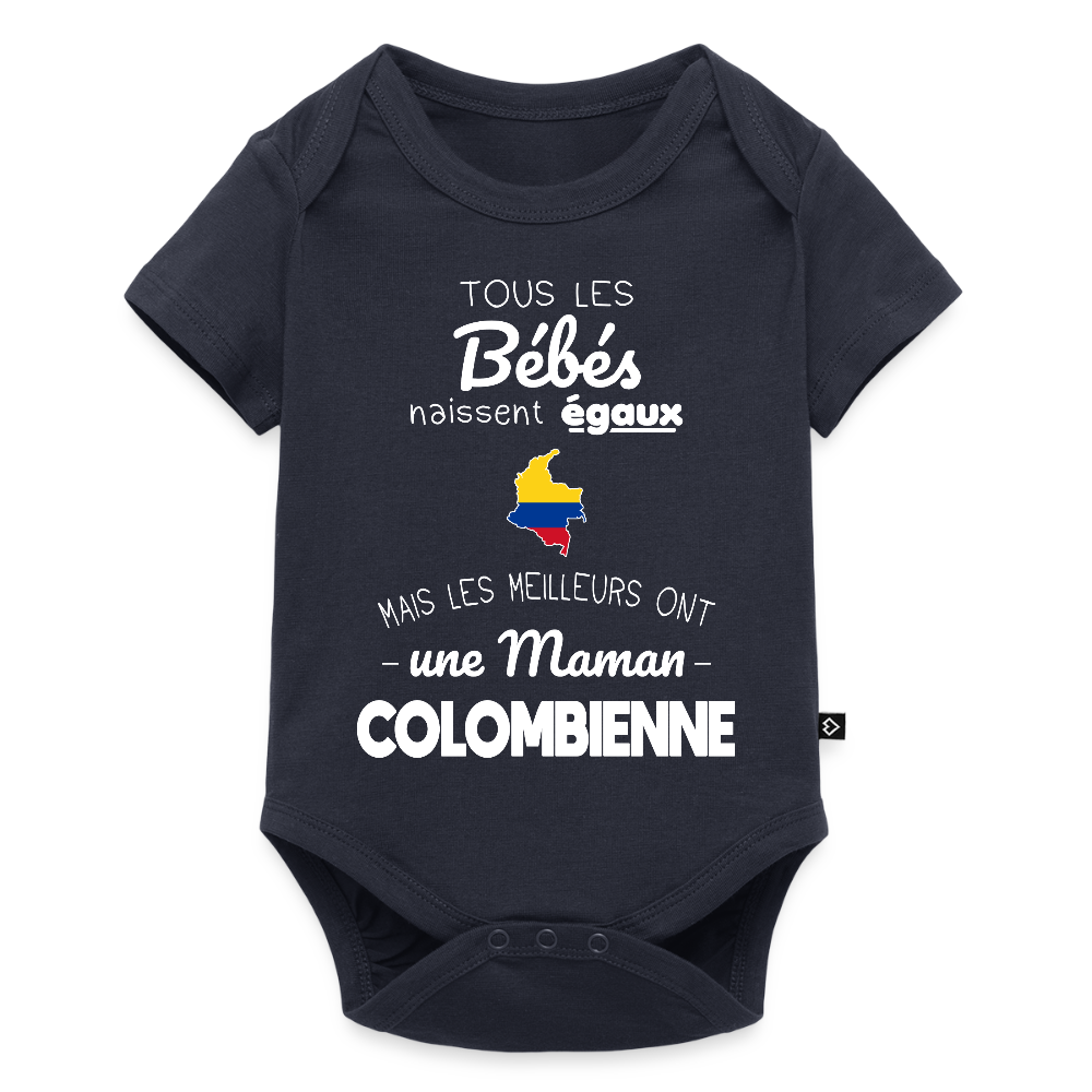 Body Bébé bio manches courtes - Les Meilleurs Ont Une Maman Colombienne - bleu marine