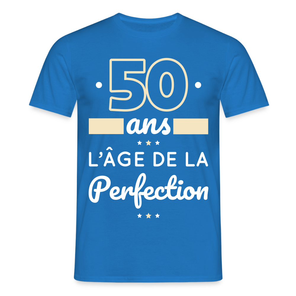 T-shirt Homme - 50 ans l'âge de la perfection - bleu royal