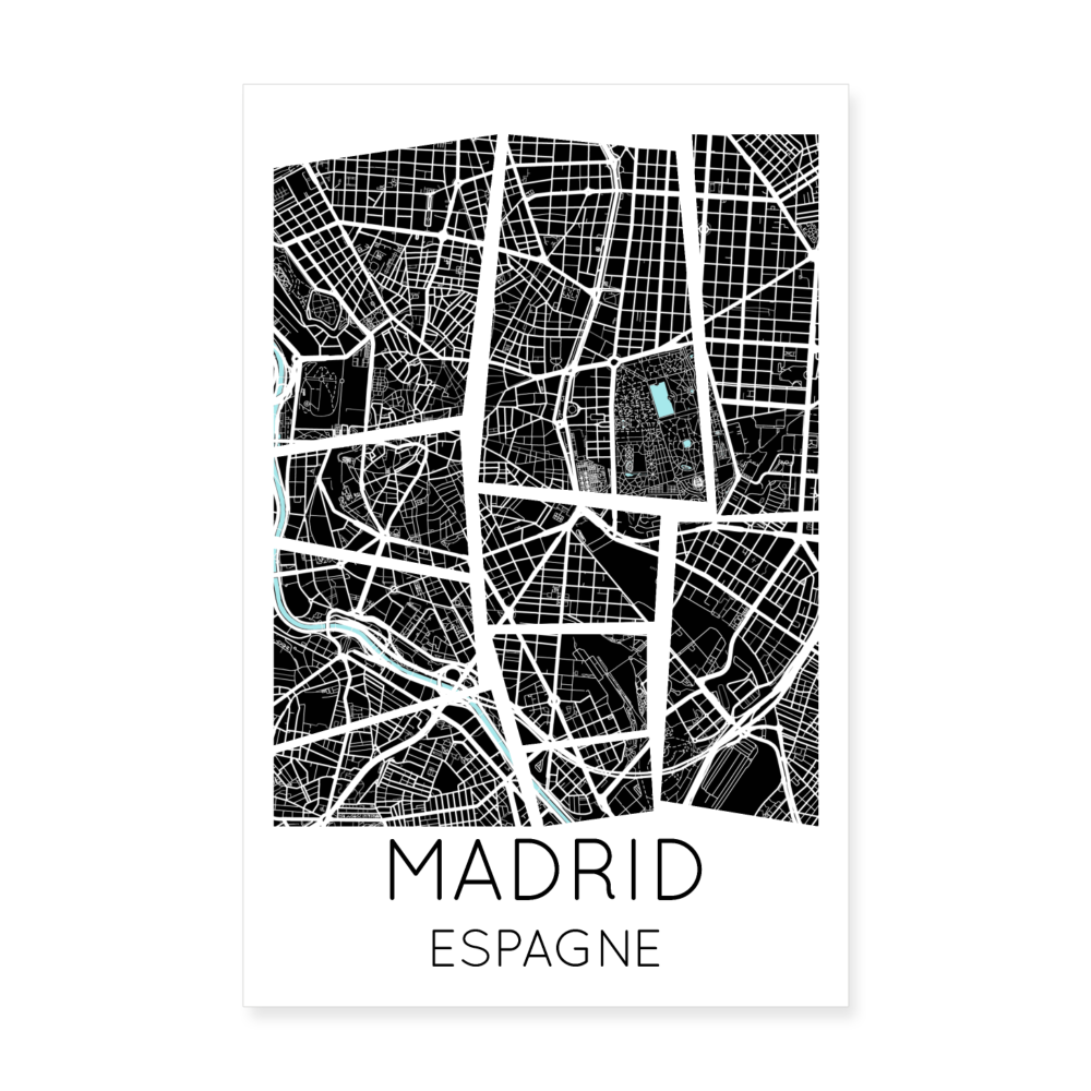 Poster Madrid - Plan Madrid - 20 x 30 cm - blanc
