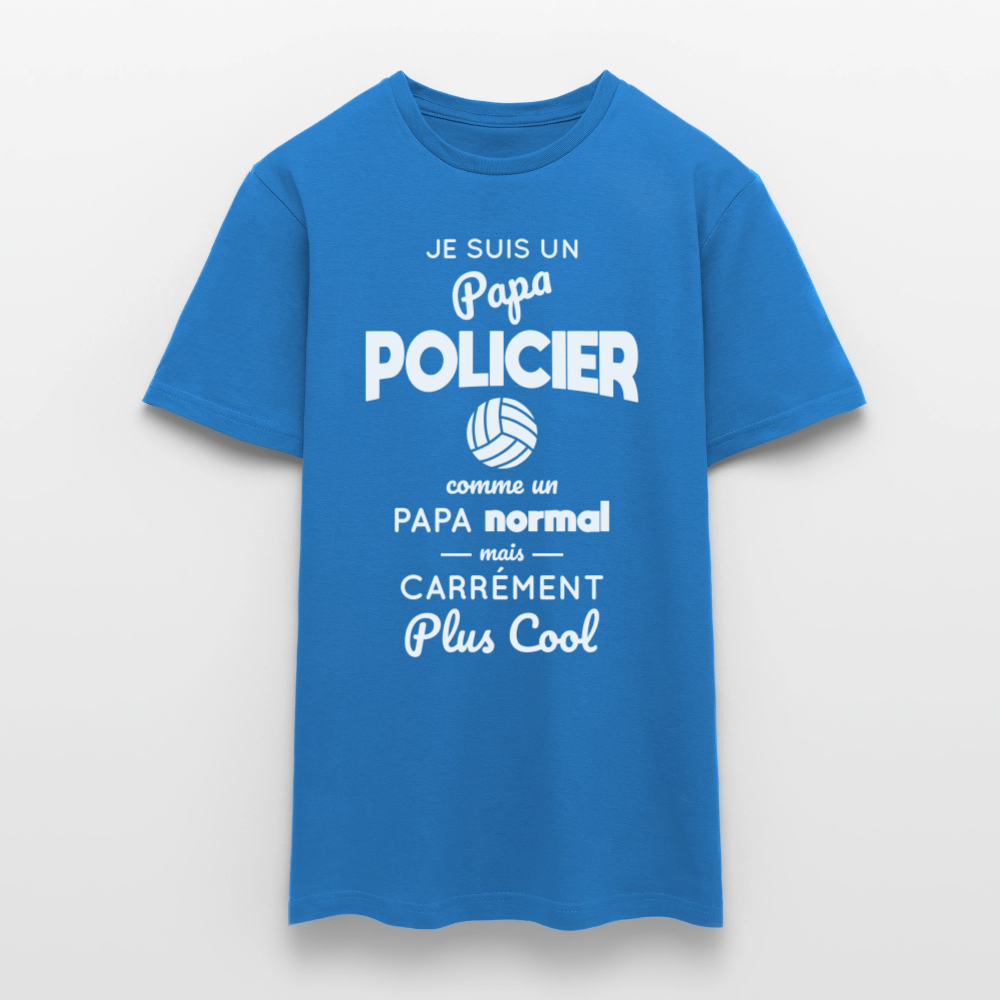 T-shirt Homme - Papa policier plus cool - bleu royal