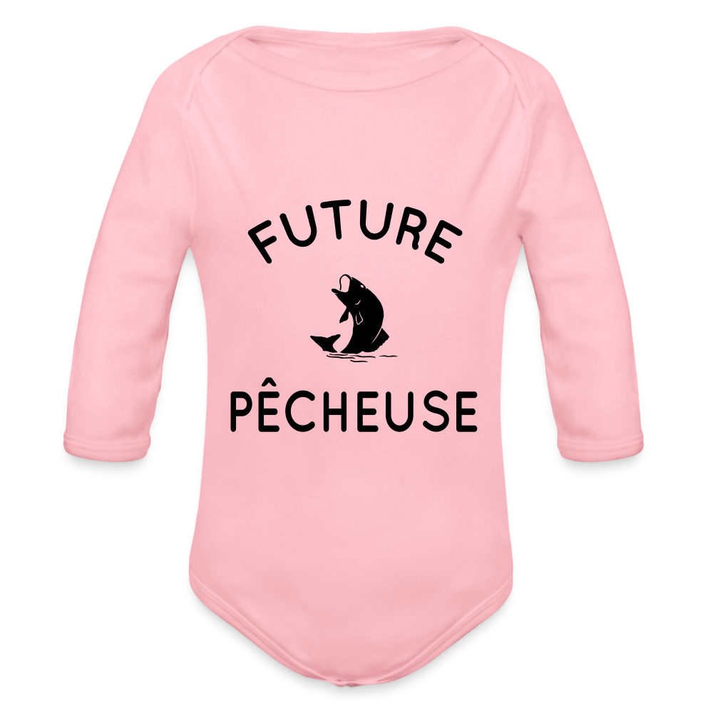 Body Bébé bio manches longues - Future pêcheuse - rose clair
