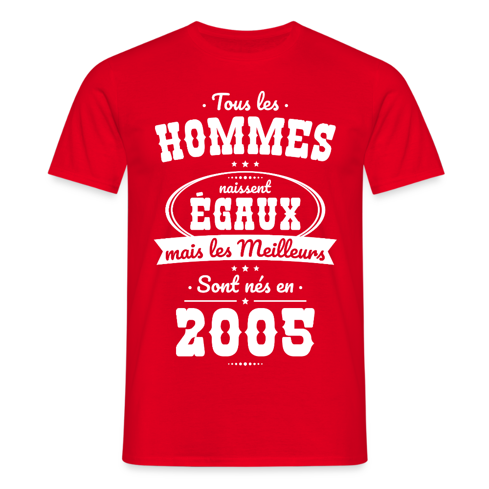 T-shirt Homme - Anniversaire 20 Ans - Les meilleurs sont nés en 2005 - rouge