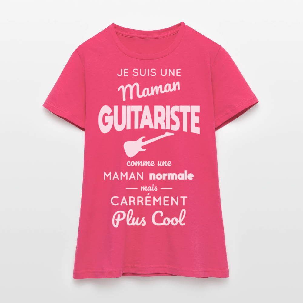 T-shirt Femme - Maman guitariste plus cool - rose azalée