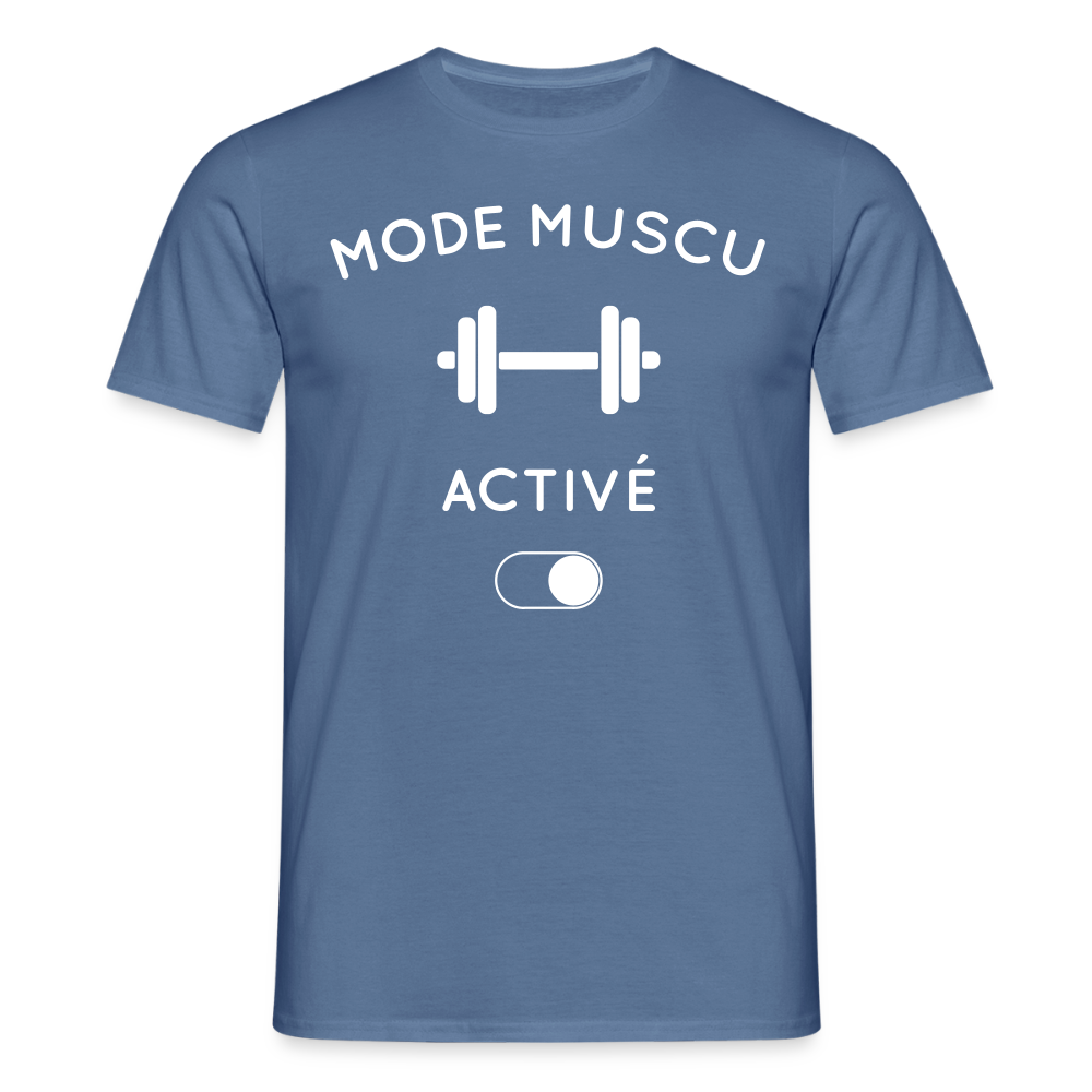 T-shirt Homme - Mode muscu activé - bleu pigeon