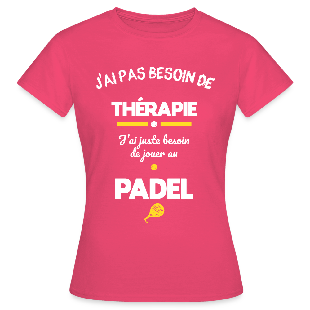 T-shirt Femme - Besoin De Jouer Au Padel - rose azalée