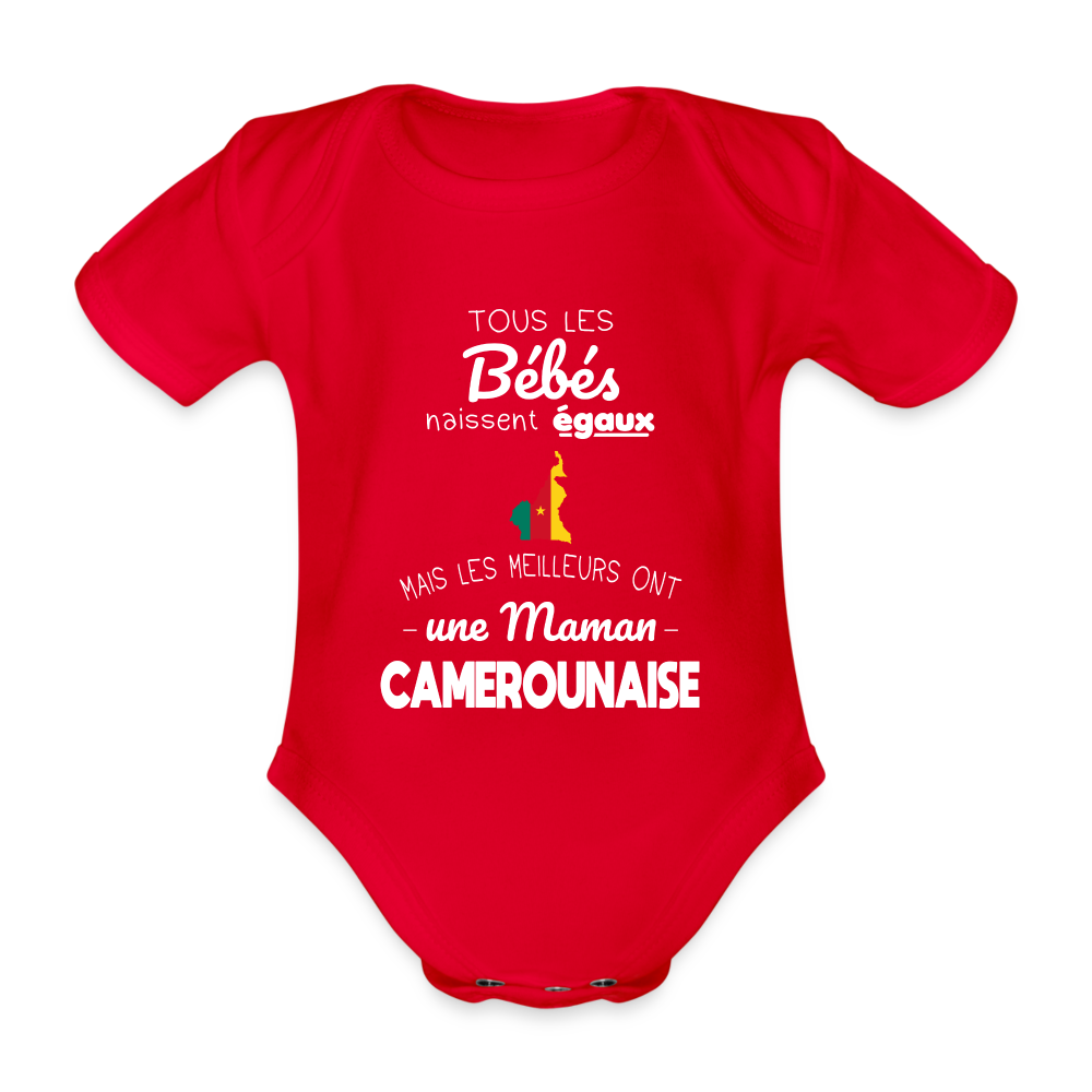 Body Bébé bio manches courtes - Les Meilleurs Ont Une Maman Camerounaise - rouge