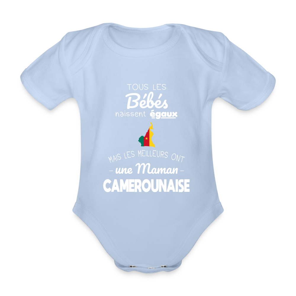 Body Bébé bio manches courtes - Les Meilleurs Ont Une Maman Camerounaise - ciel