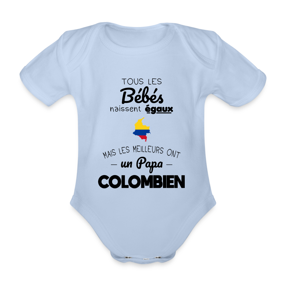 Body Bébé bio manches courtes - Les Meilleurs Ont Un Papa Colombien - ciel