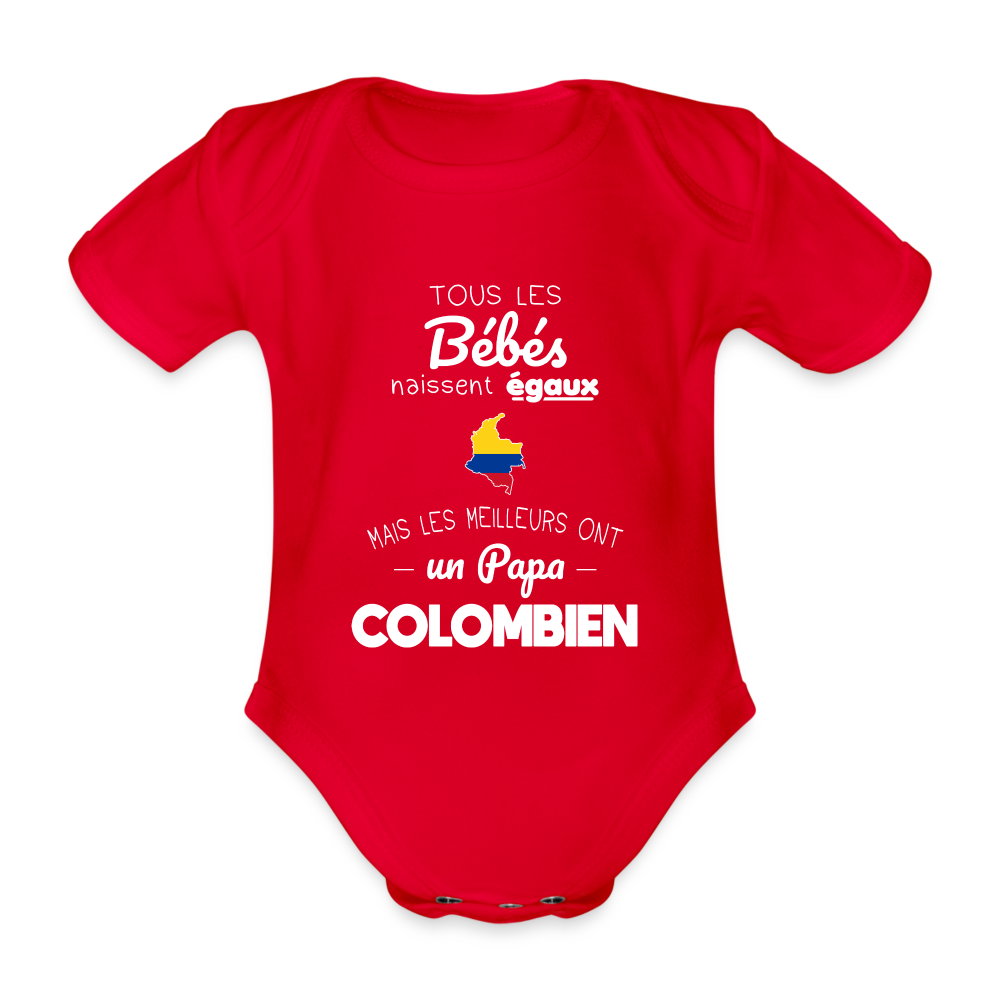 Body Bébé bio manches courtes - Les Meilleurs Ont Un Papa Colombien - rouge