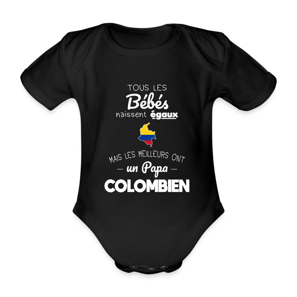 Body Bébé bio manches courtes - Les Meilleurs Ont Un Papa Colombien - noir