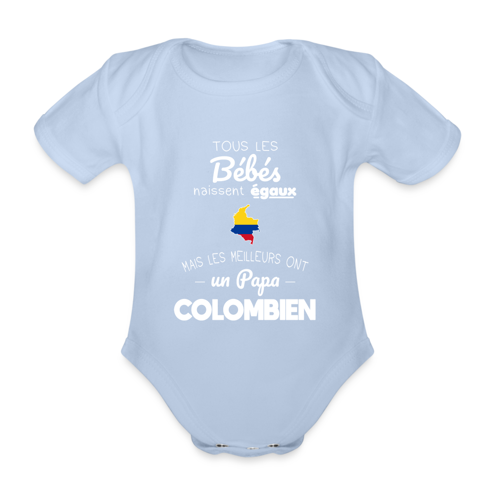 Body Bébé bio manches courtes - Les Meilleurs Ont Un Papa Colombien - ciel