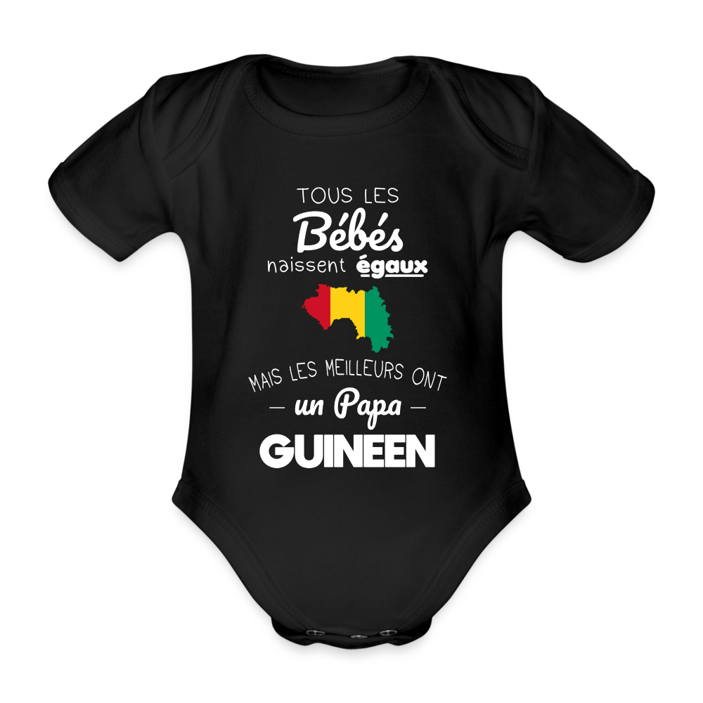 Body Bébé bio manches courtes - Les Meilleurs Ont Un Papa Guinéen - noir