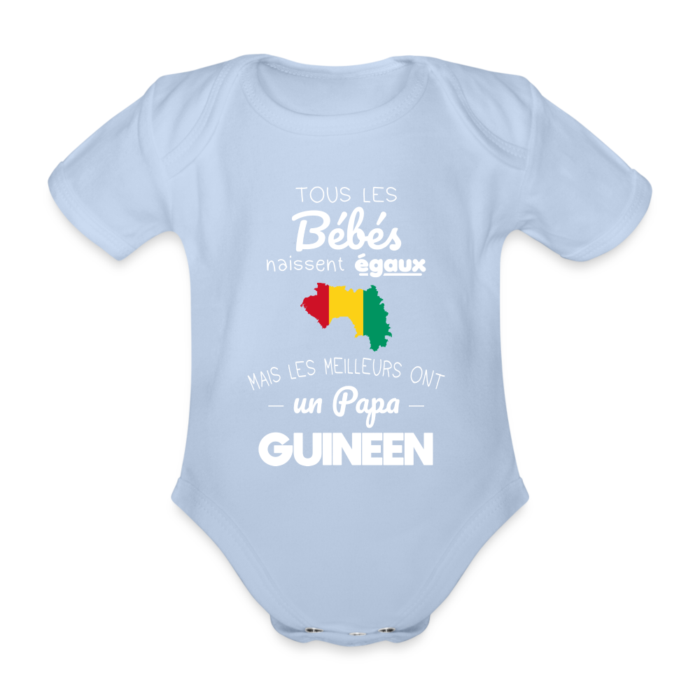 Body Bébé bio manches courtes - Les Meilleurs Ont Un Papa Guinéen - ciel