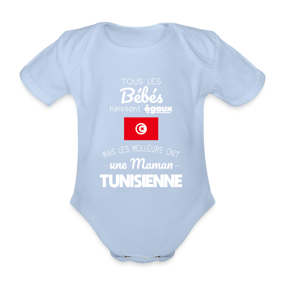 Body Bébé bio manches courtes - Les Meilleurs Ont Une Maman Tunisienne - ciel