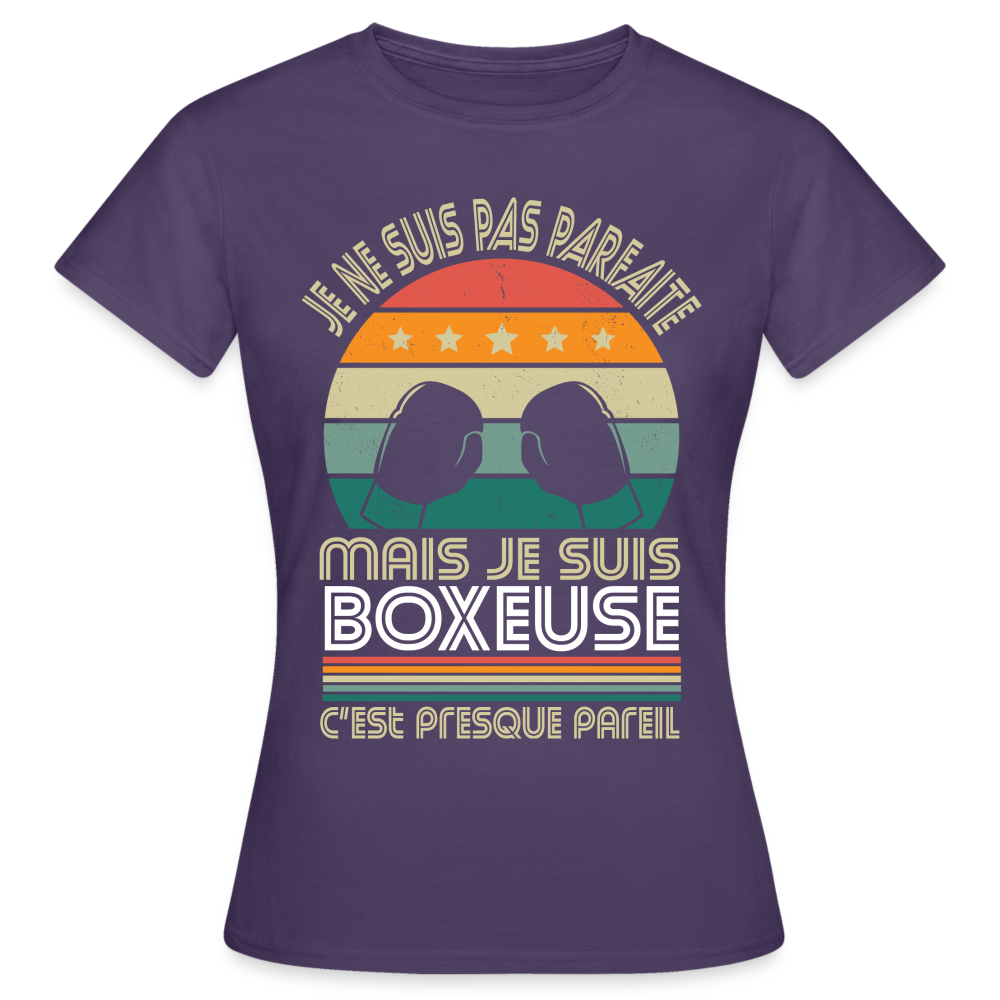 T-shirt Femme - Je ne suis pas parfaite mais je suis Boxeuse - violet foncé