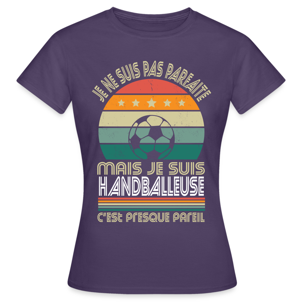 T-shirt Femme - Je ne suis pas parfaite mais je suis Handballeuse - violet foncé