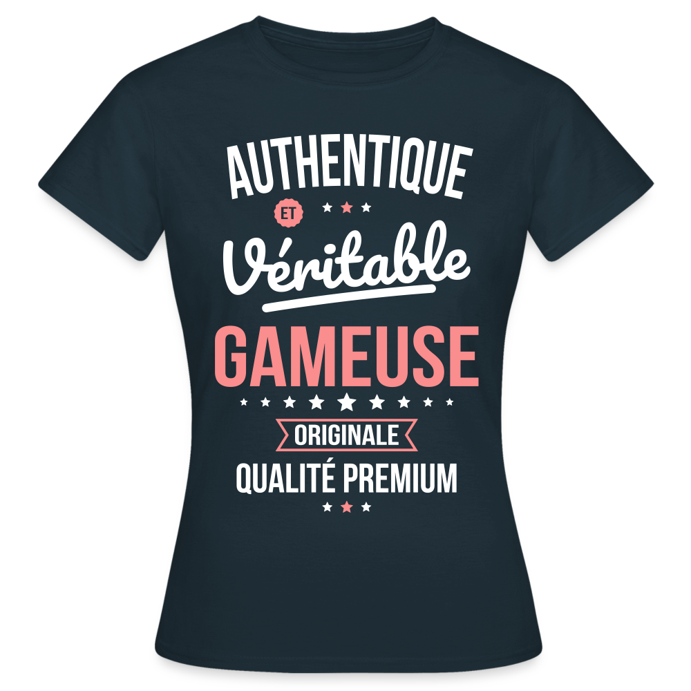 T-shirt Femme - Authentique et véritable Gameuse - marine