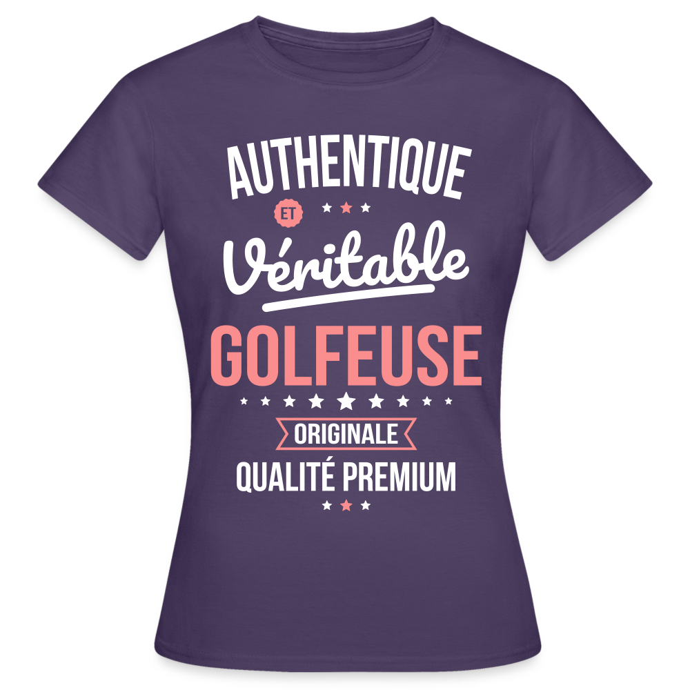 T-shirt Femme - Authentique et véritable Golfeuse - violet foncé