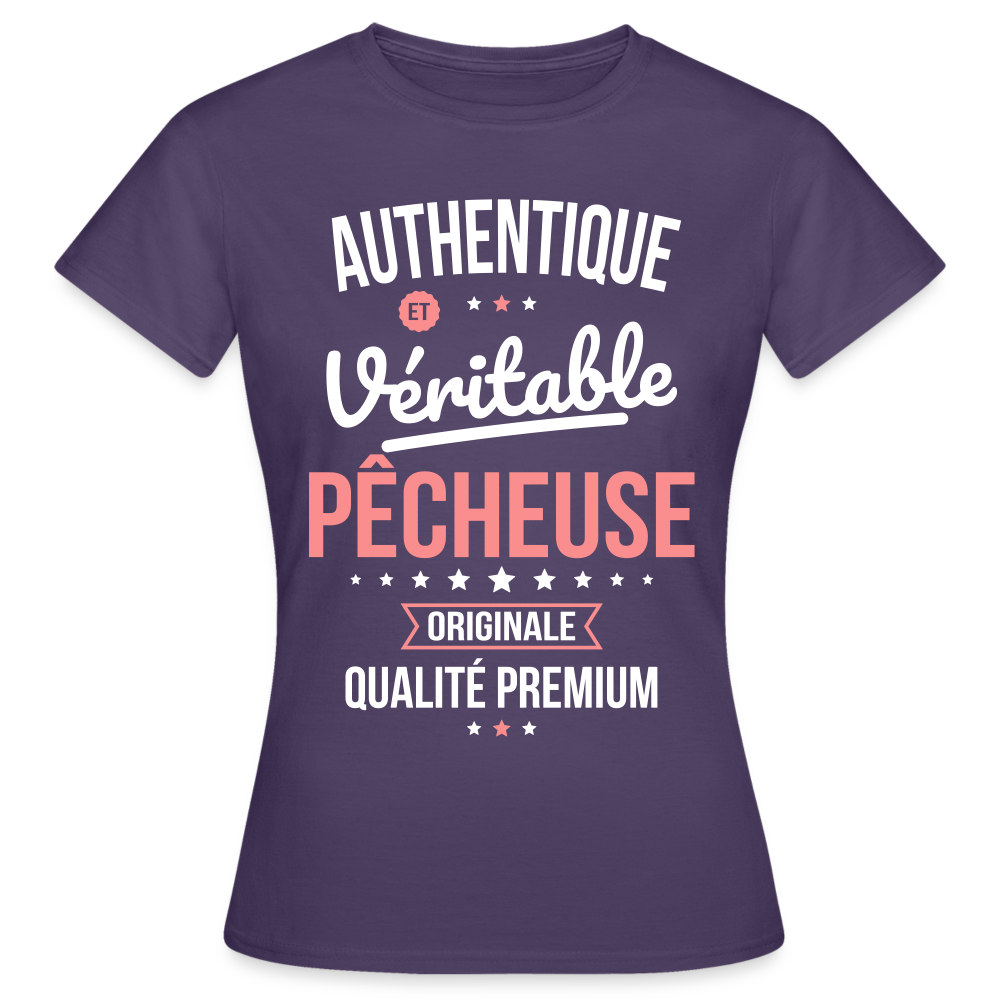 T-shirt Femme - Authentique et véritable Pêcheuse - violet foncé