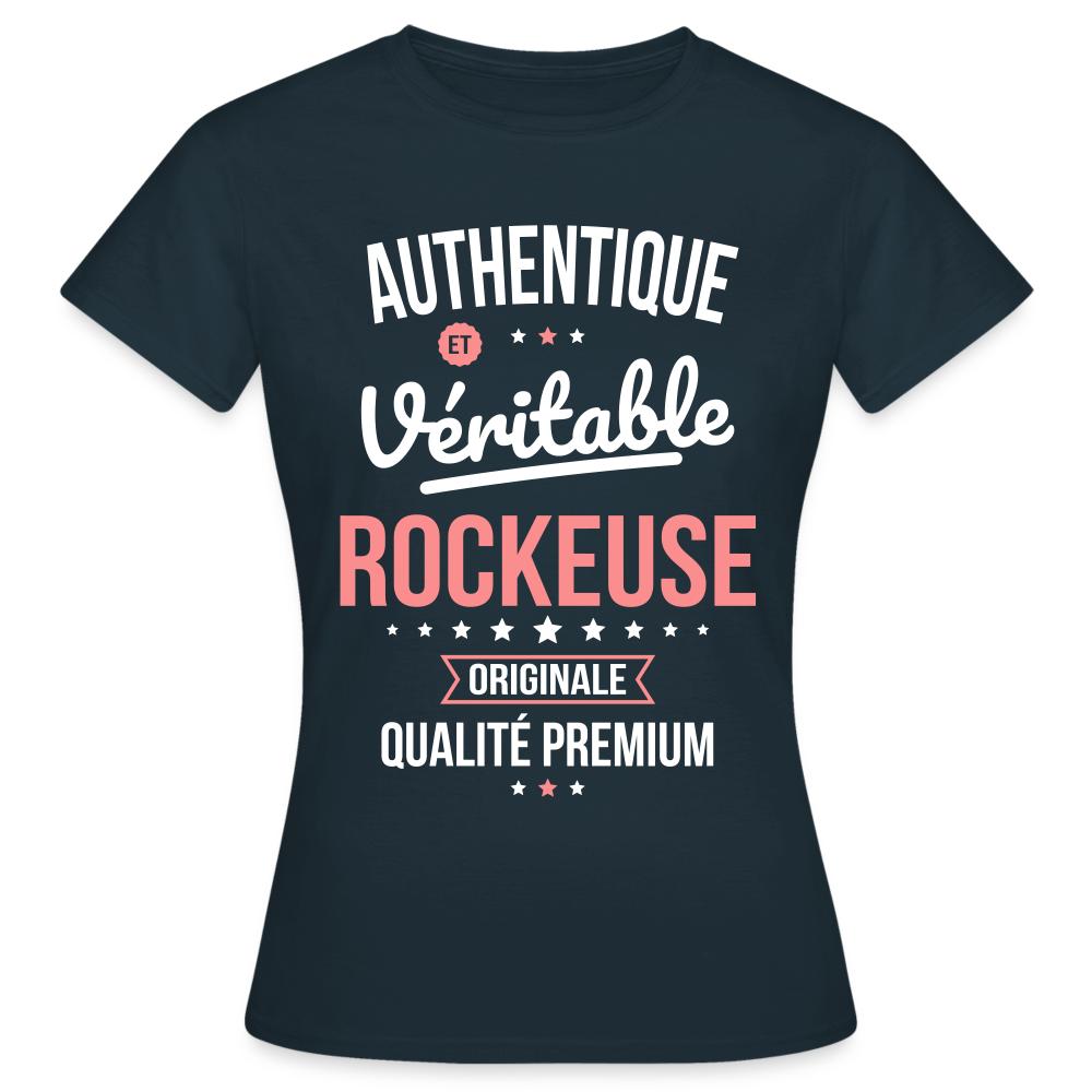 T-shirt Femme - Authentique et véritable Rockeuse - marine