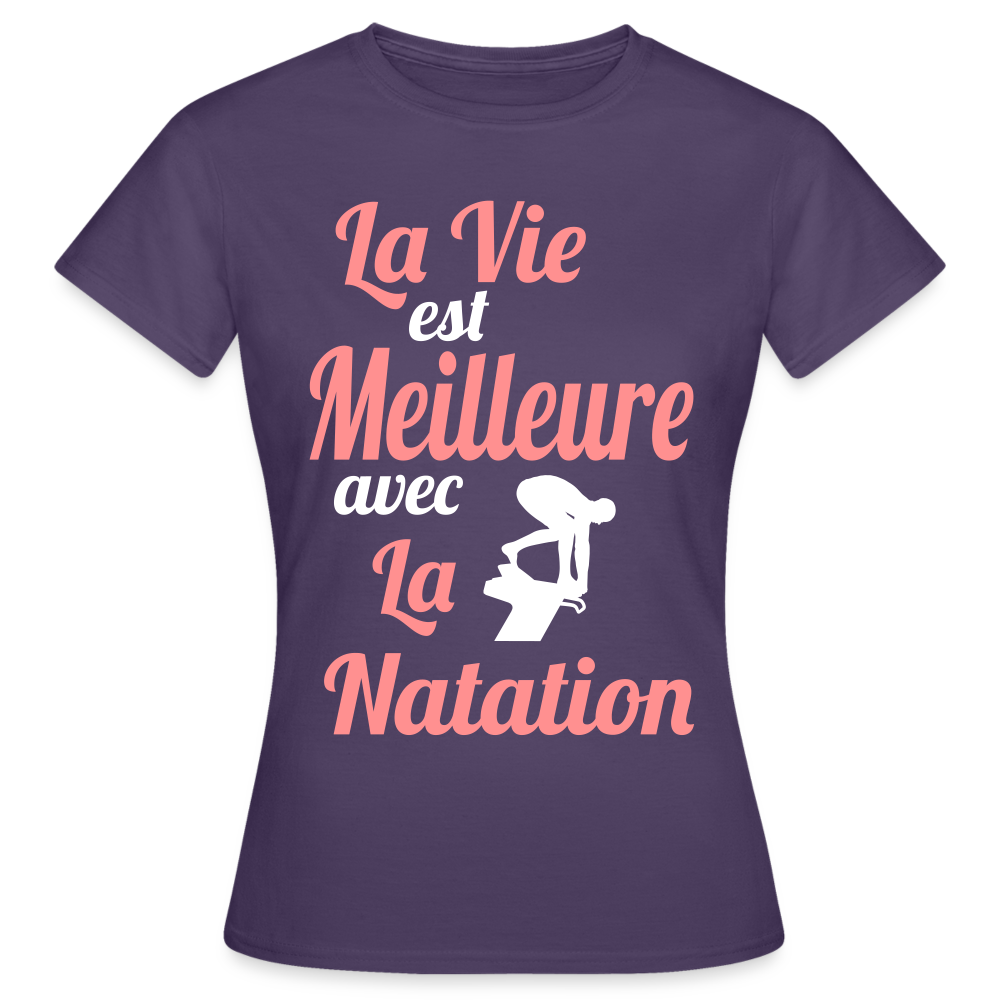 T-shirt Femme - La vie est meilleure avec la Natation - violet foncé