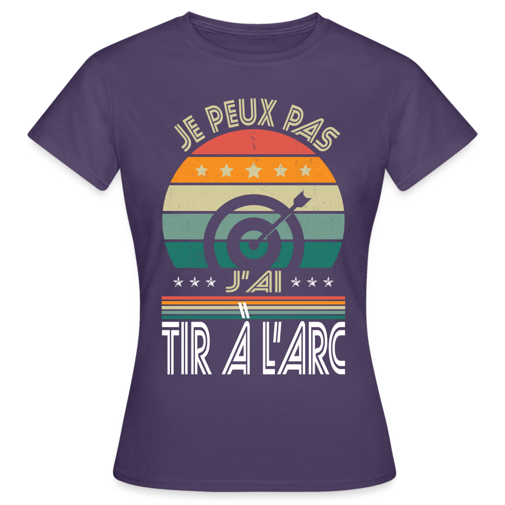 T-shirt Femme - Je peux pas j'ai tir à l'arc - violet foncé