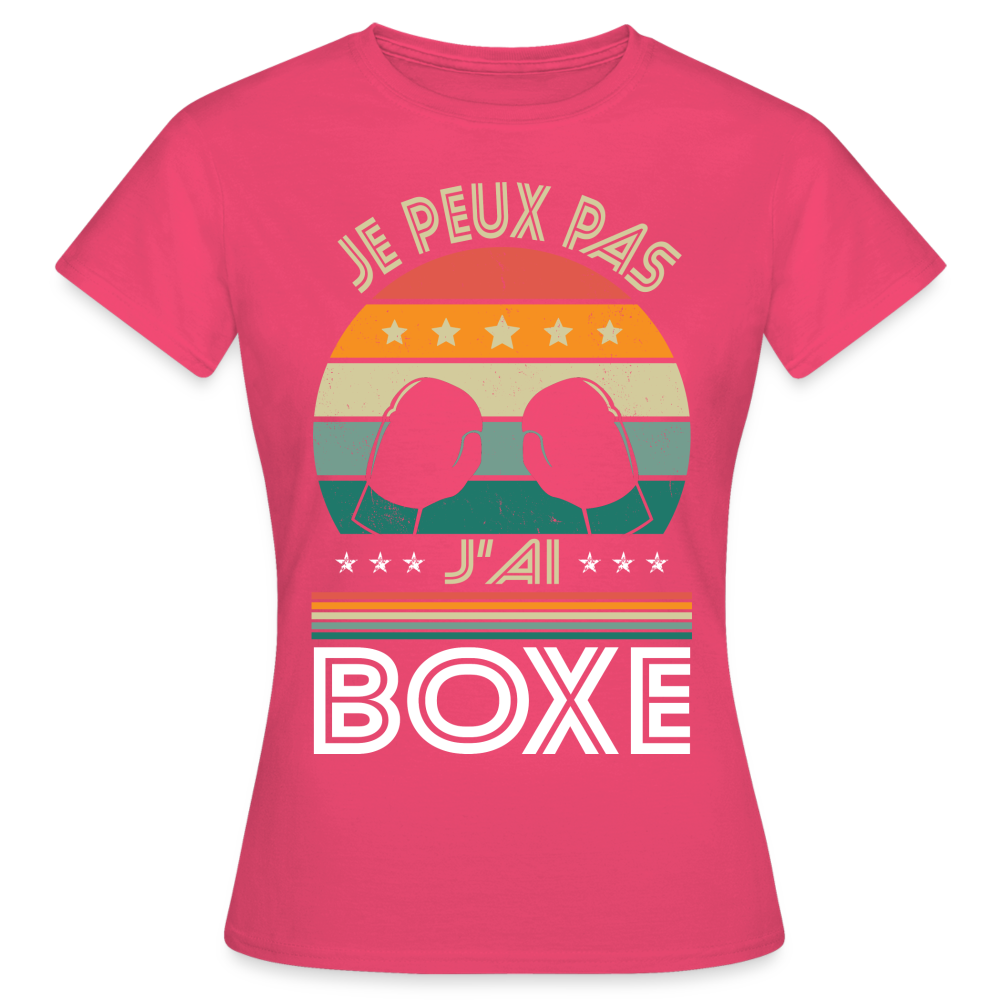 T-shirt Femme - Je peux pas j'ai Boxe - rose azalée