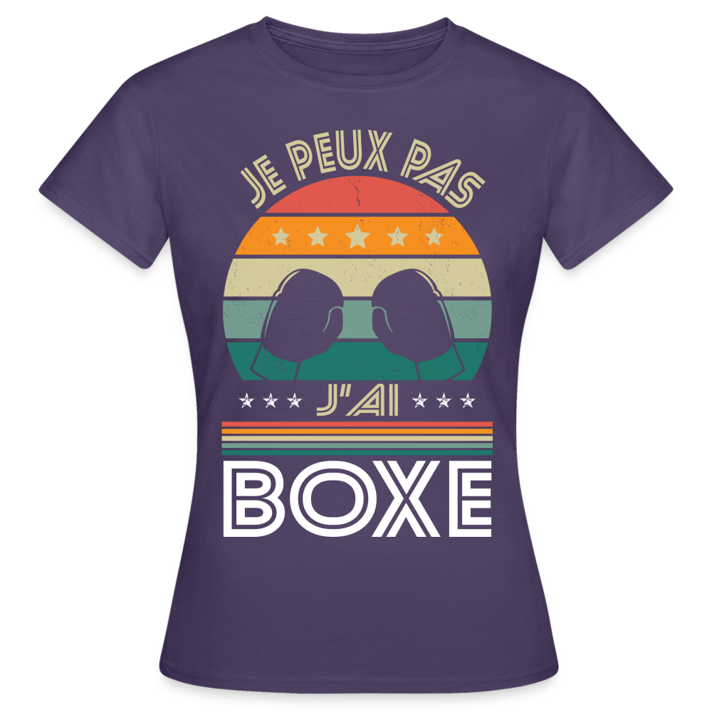 T-shirt Femme - Je peux pas j'ai Boxe - violet foncé