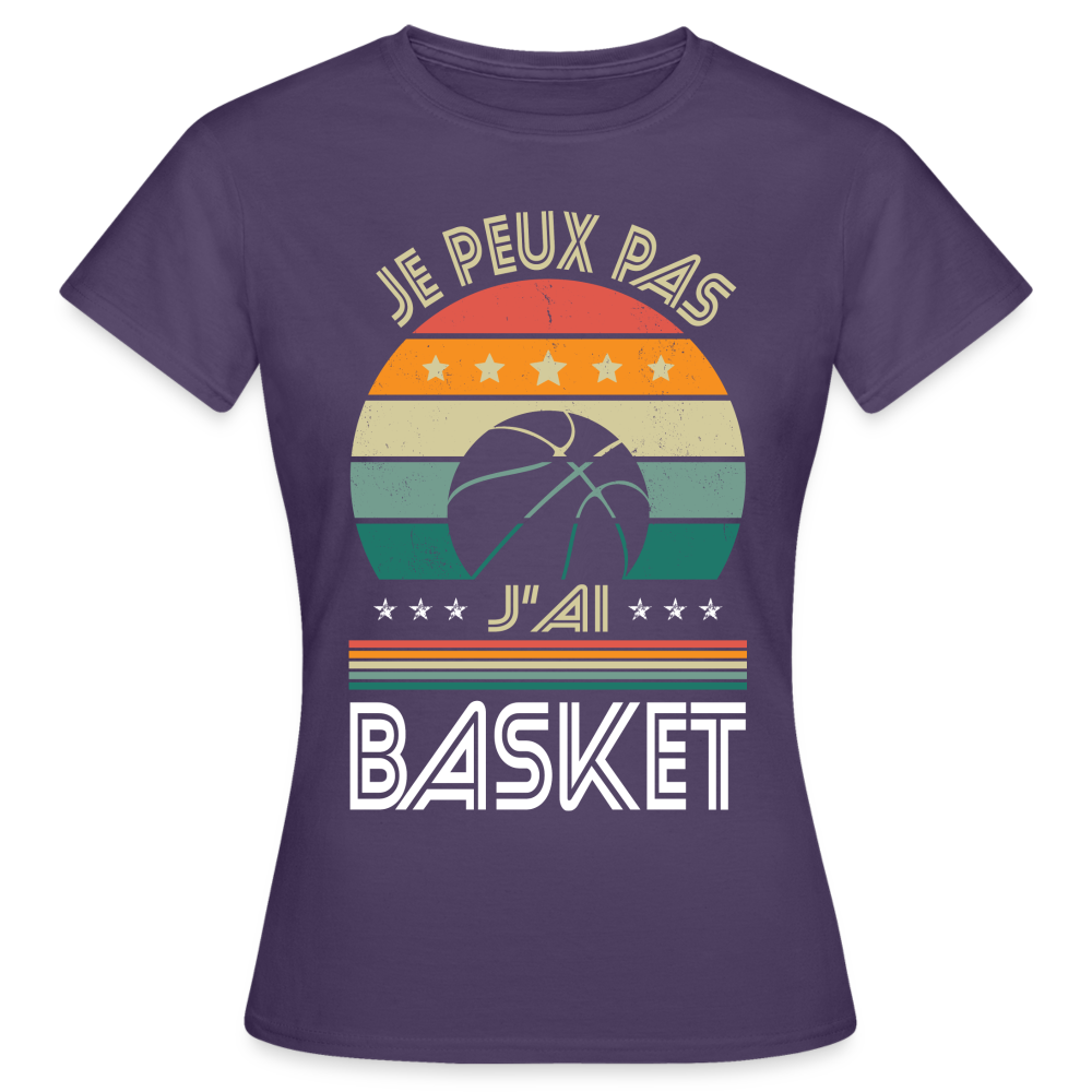 T-shirt Femme - Je peux pas j'ai Basket - violet foncé