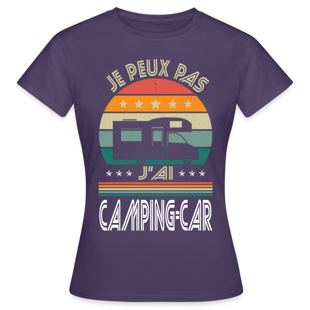 T-shirt Femme - Je peux pas j'ai Camping-car - violet foncé