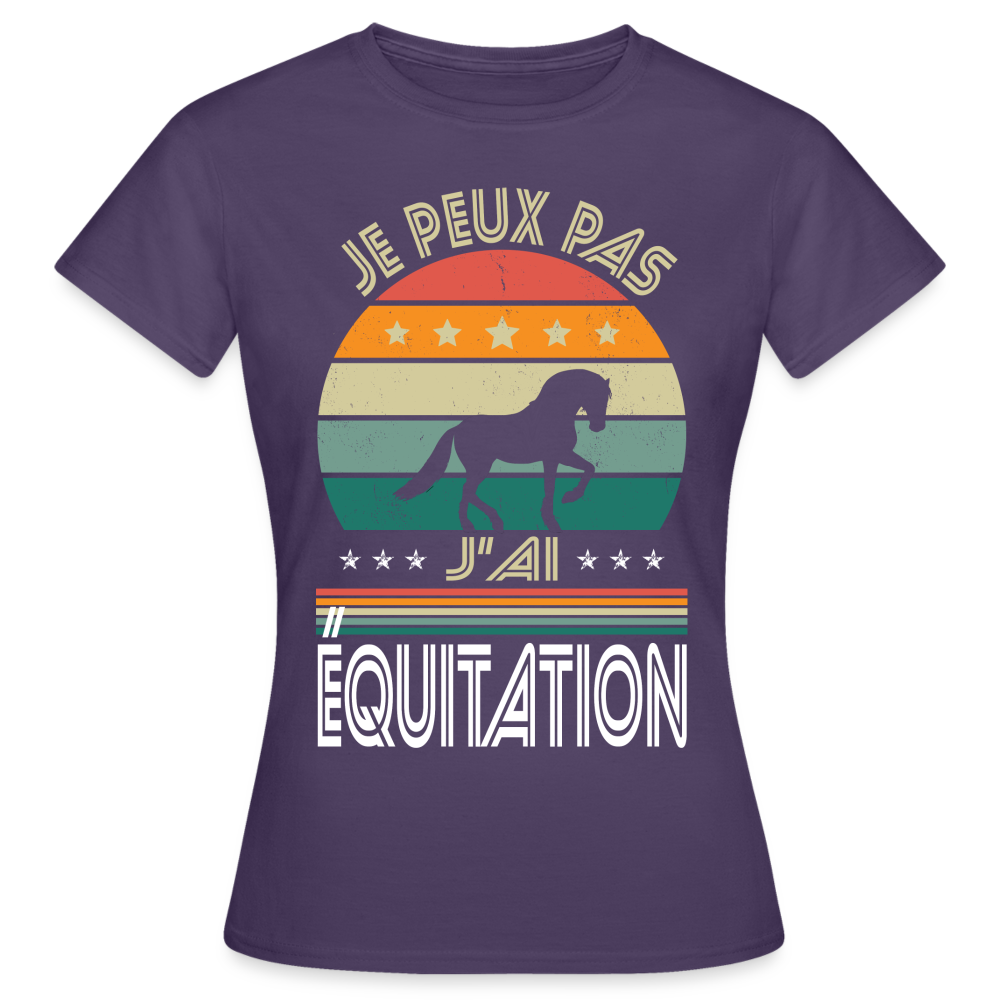 T-shirt Femme - Je peux pas j'ai Équitation - violet foncé