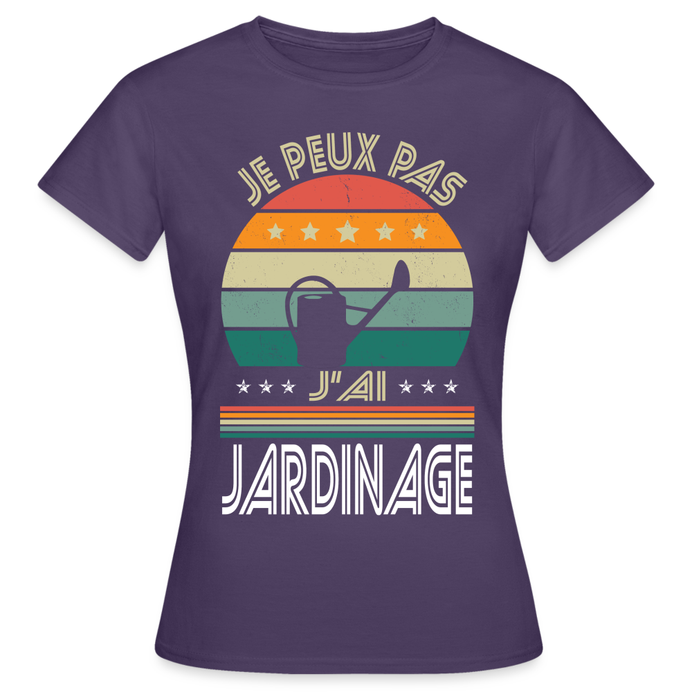 T-shirt Femme - Je peux pas j'ai Jardinage - violet foncé
