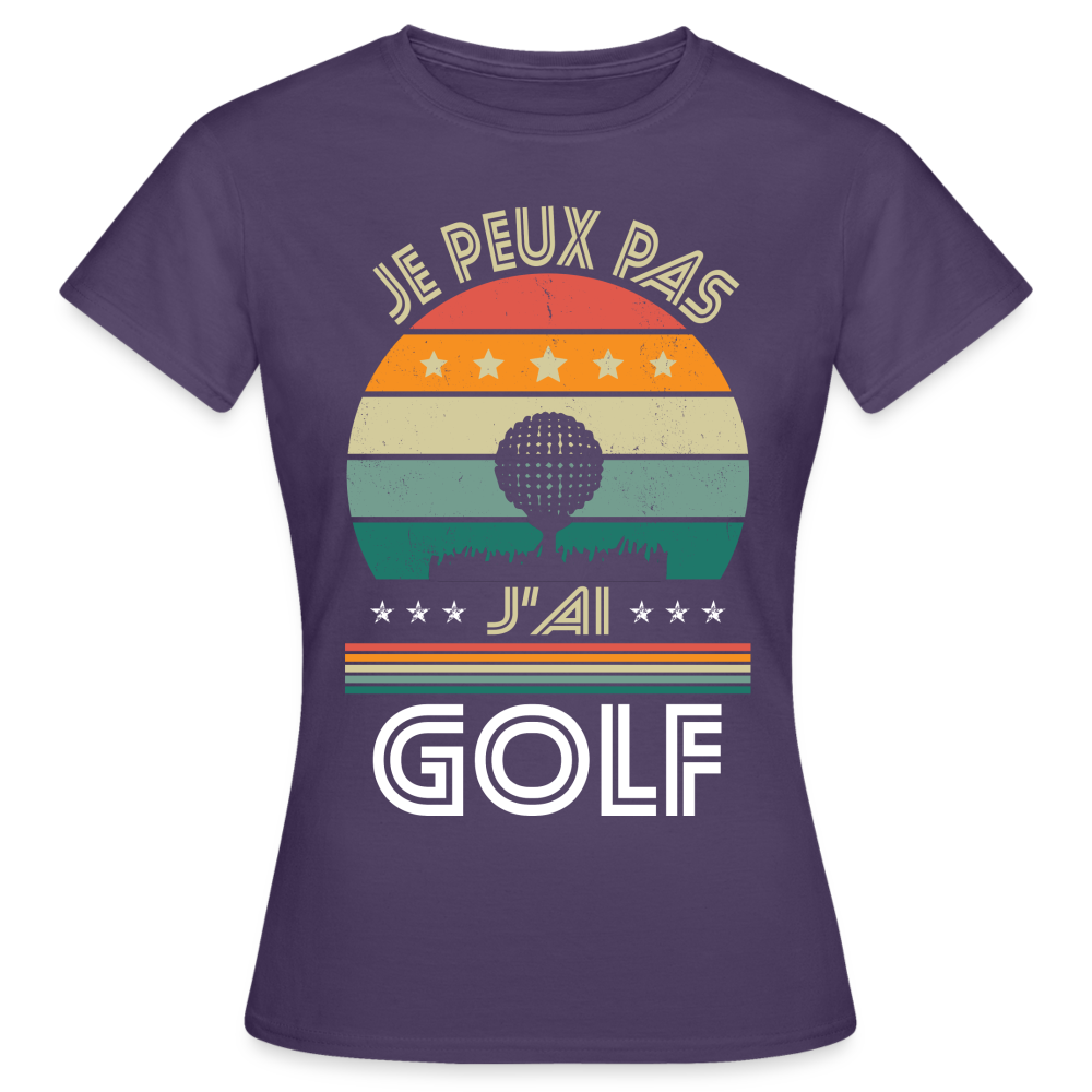 T-shirt Femme - Je peux pas j'ai Golf - violet foncé